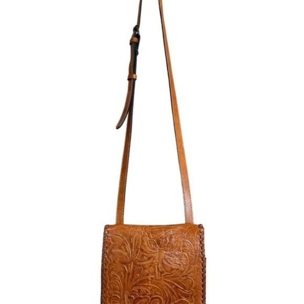 Patricia Nash Granada Tooled Leather Crossbody Bag Tan Floral Western Boho - Picture 5 of 16